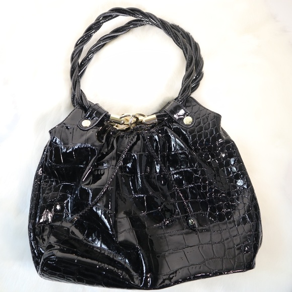 Relic Purse Black Faux Patent Leather Handbag - Picture 1 of 8
